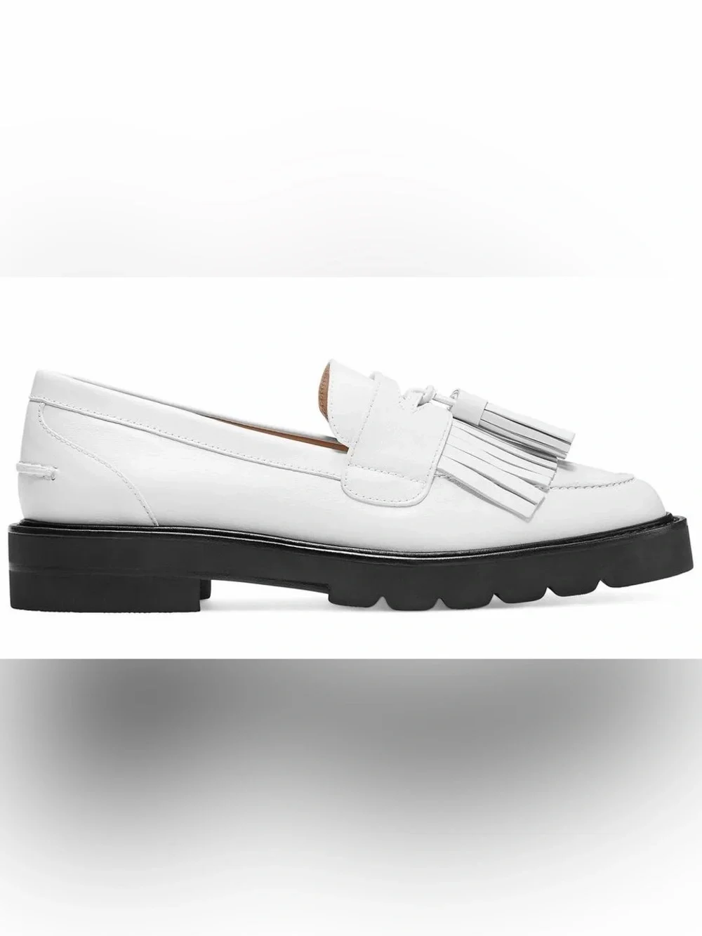 LIKE NEW Stuart Weitzman Mila Lift Loafers‎ White Leather 9.5 Women’s